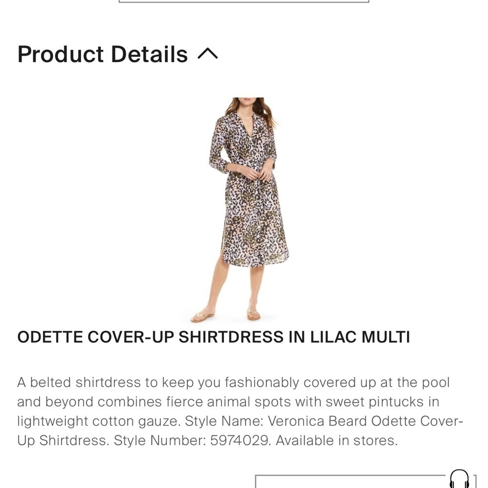 Veronica Beard Odette Cover Up Belted Shirtdress in Lilac Leopard Size XS - Picture 9 of 12
